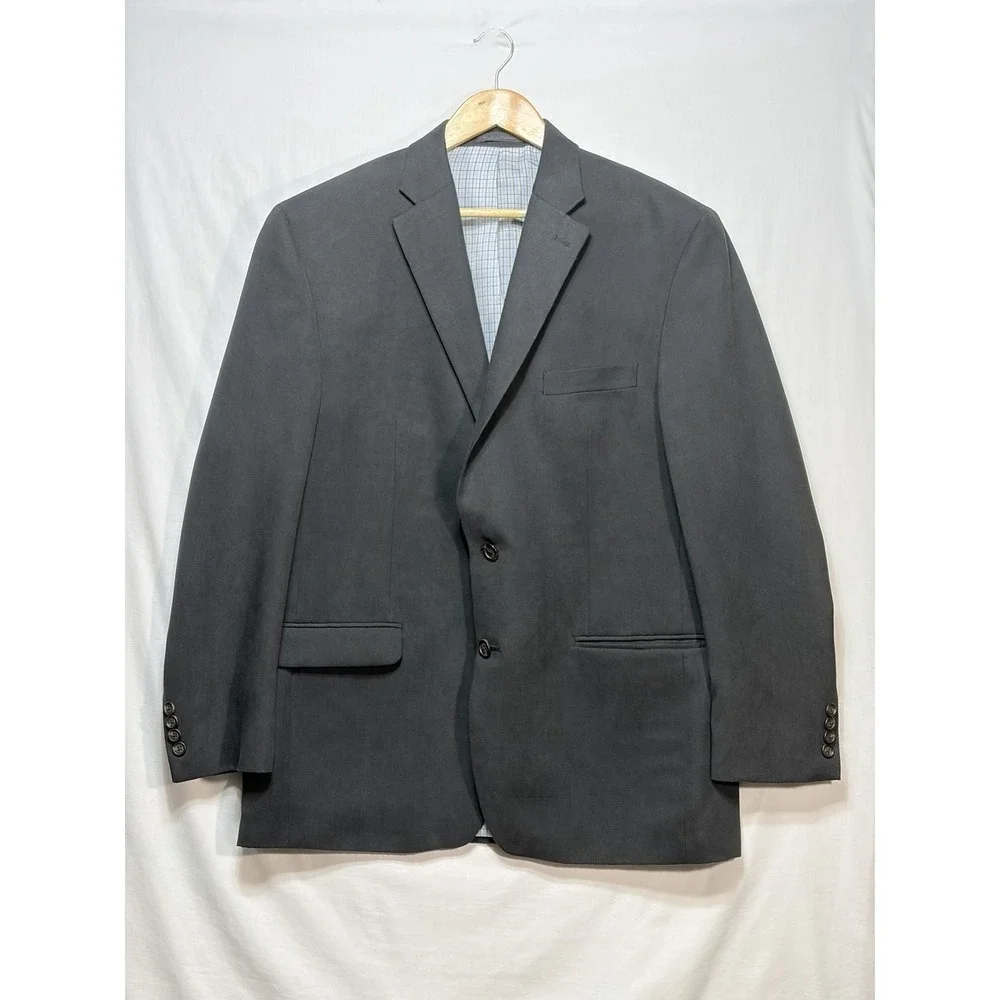 Lauren Ralph Lauren Faux Micro Suede Dark Gray Sport Coat 2 Button Blazer 44R